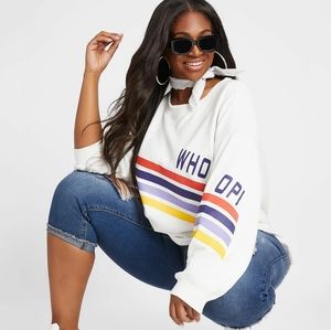 DUBGEE NWT White Graphic Print‎ Pullover Sweater